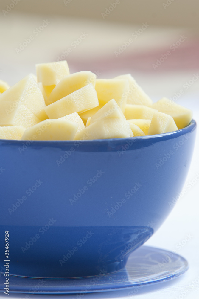 sliced peeled potatoes