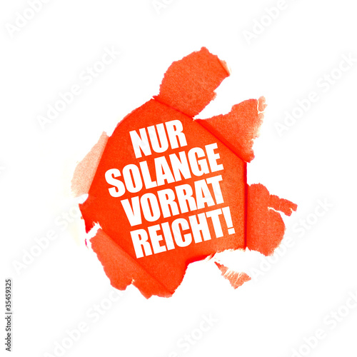 Nur solange Vorrat reicht! Button, Icon