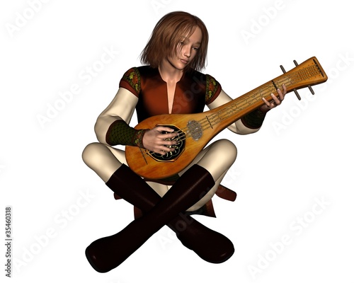 Photos Young Medieval Minstrel with Lute