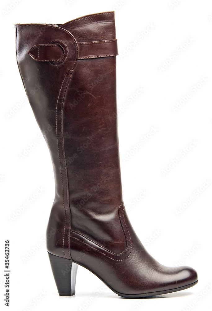 Brown knee high boot over white Brown knee high boot over white