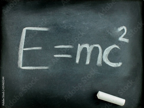 Obraz w ramie E=mc2, Albert Einsteins physical formula on blackboard