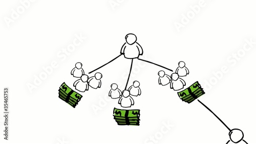 Money network pyramid scheme drawing sketch animation