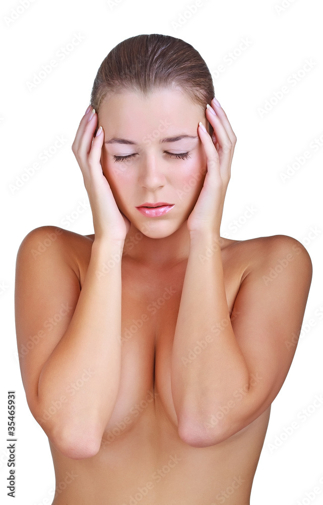 Woman having a headache Woman having a headache