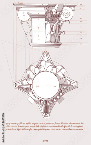 Chapiter- hand draw sketch composite architectural order