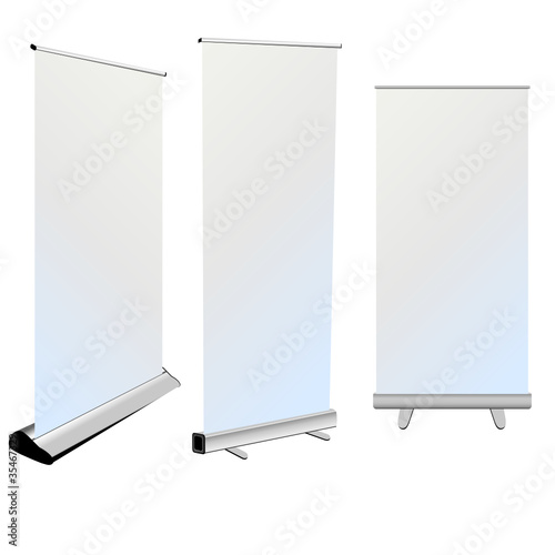 roll up banner on white background photo