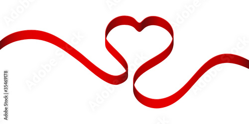 Red Heart-Ribbon Vector