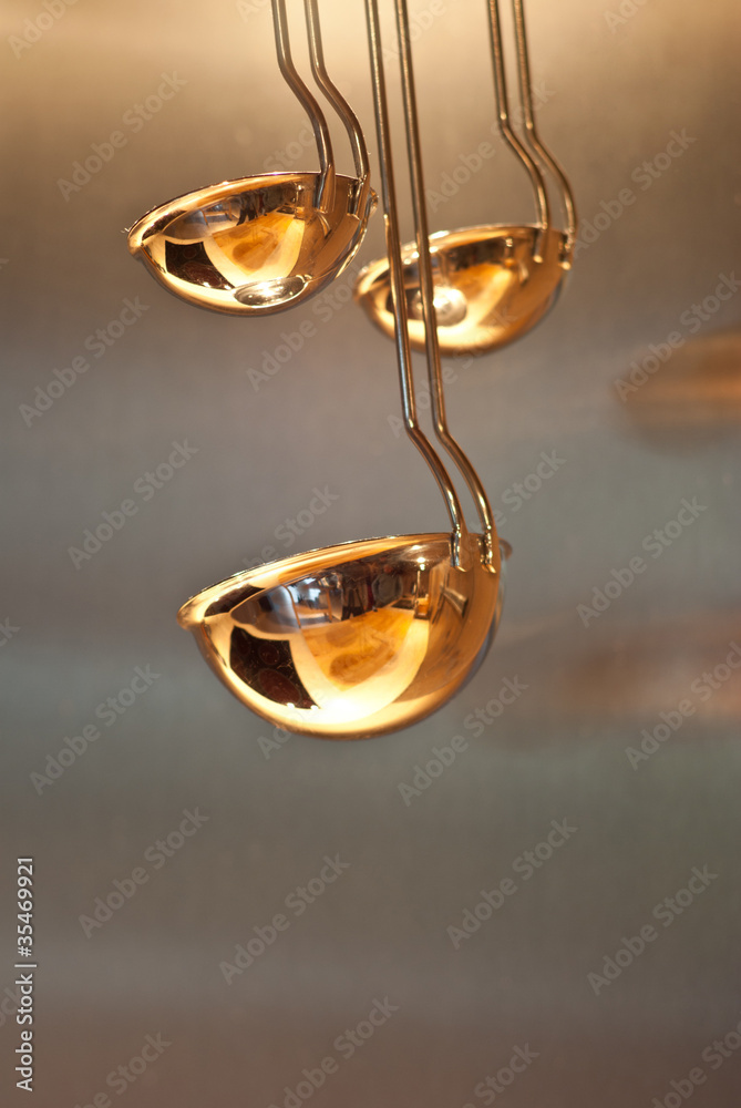 shiny copper ladles