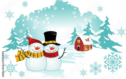 Winter landscape with Snowman