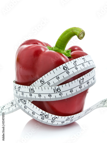 Red paprika and measure tape