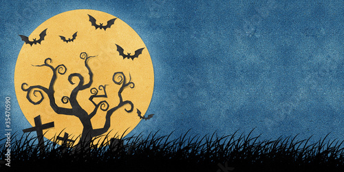 Canvastavla Halloween night recycled papercraft background