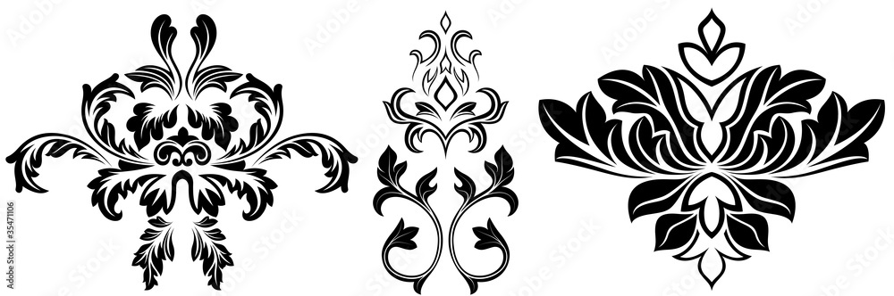 Vector Illustration Of Fancy Damask Elements Vector Illustration Of Fancy Damask Elements