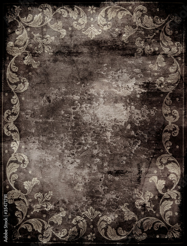 dirty grunge background with floral decoration