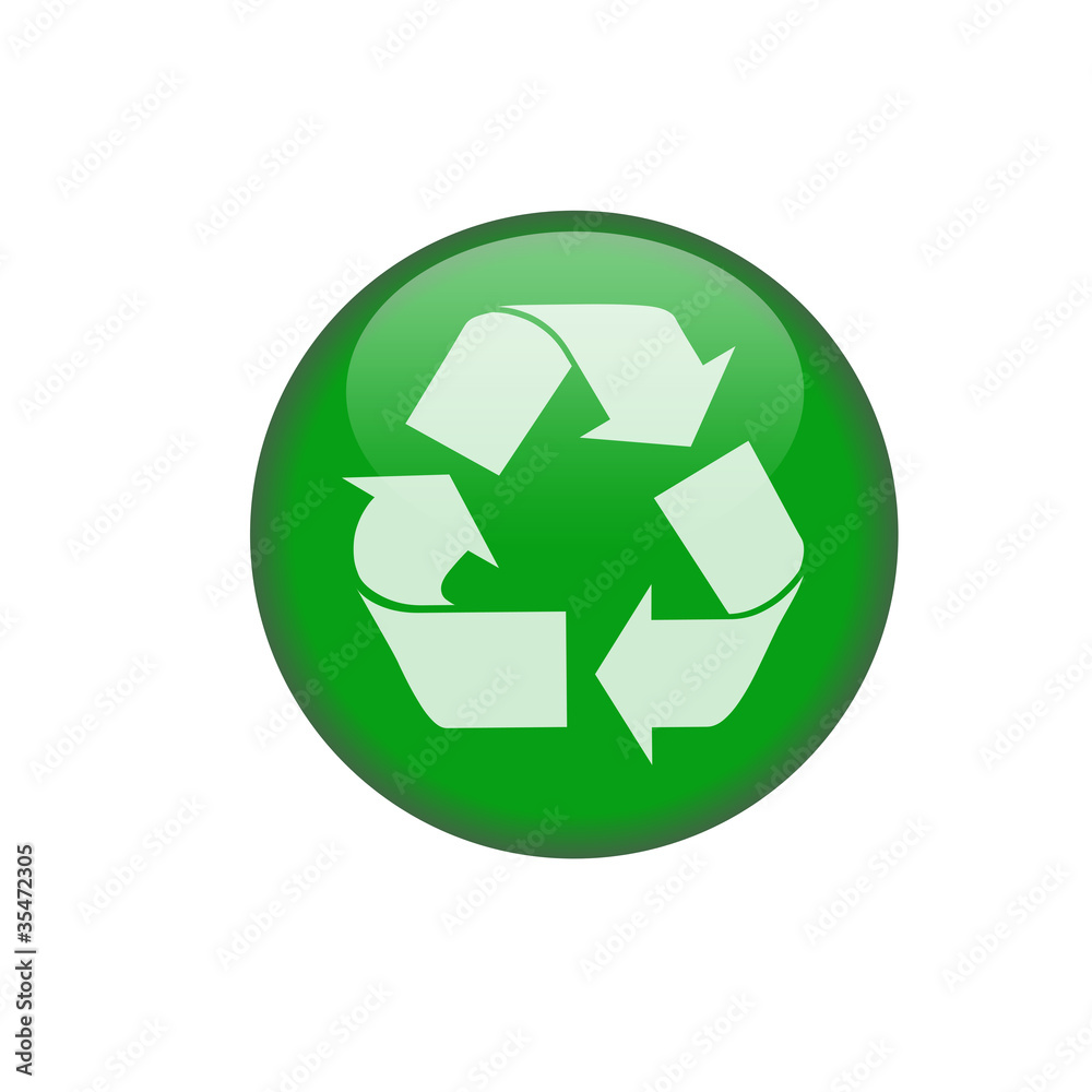 Green button of circular process Green button of circular process