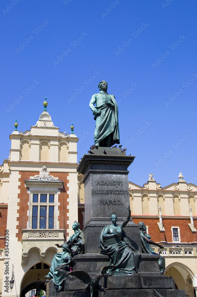 Fototapeta premium Adam-Mickiewicz-Denkmal - Krakau - Polen