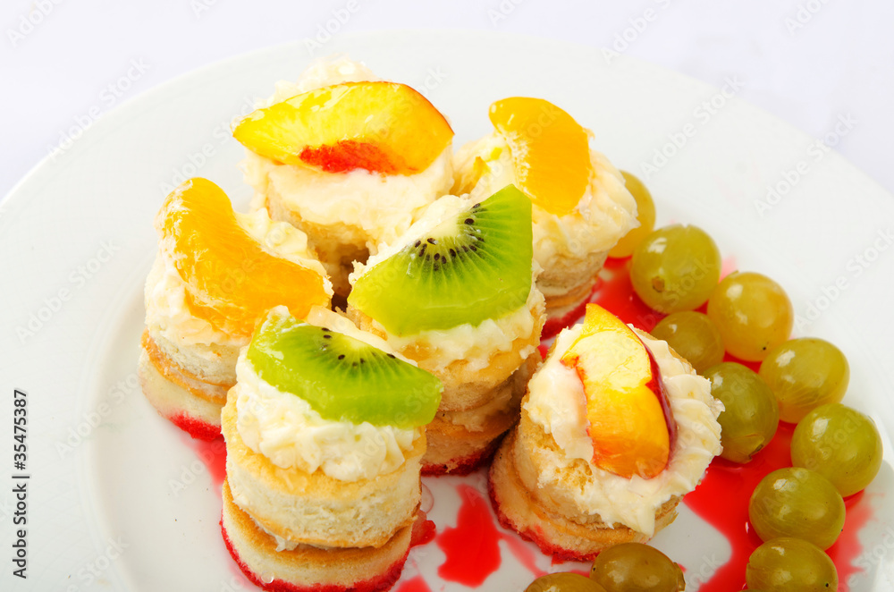 Sweet cake dessert in the plate Sweet cake dessert in the plate