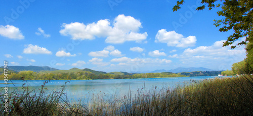 landscape with lake in pyrenees, banoles,  province of barcelona