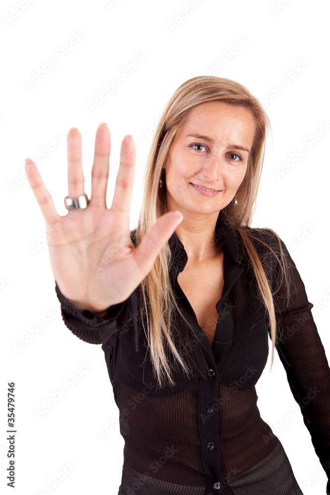 Business woman making stop sign Business woman making stop sign