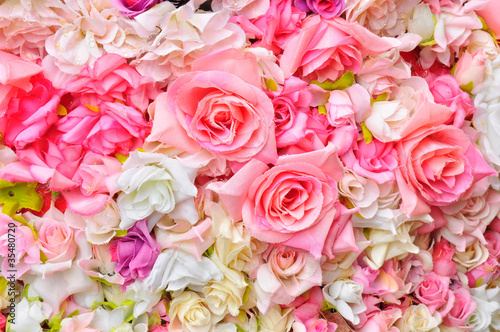 Artificial flowers background