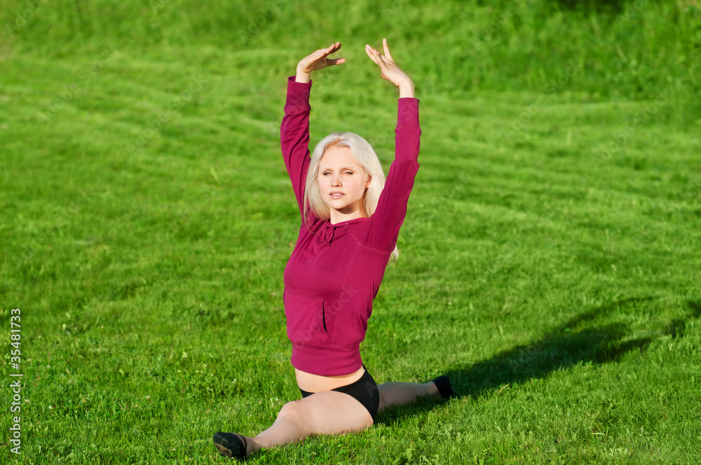 Beautiful woman doing yoga stretching exercise Beautiful woman doing yoga stretching exercise