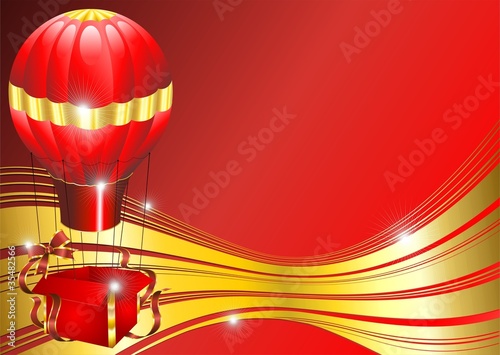 Natale Mongolfiera Sfondo-Christmas Fire Balloon-Vector