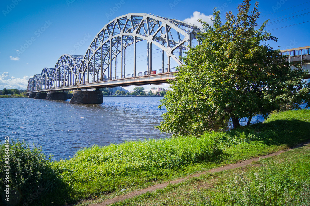 Railway bridge over the Daugava river in Riga, Latvia Railway bridge over the Daugava river in Riga, Latvia