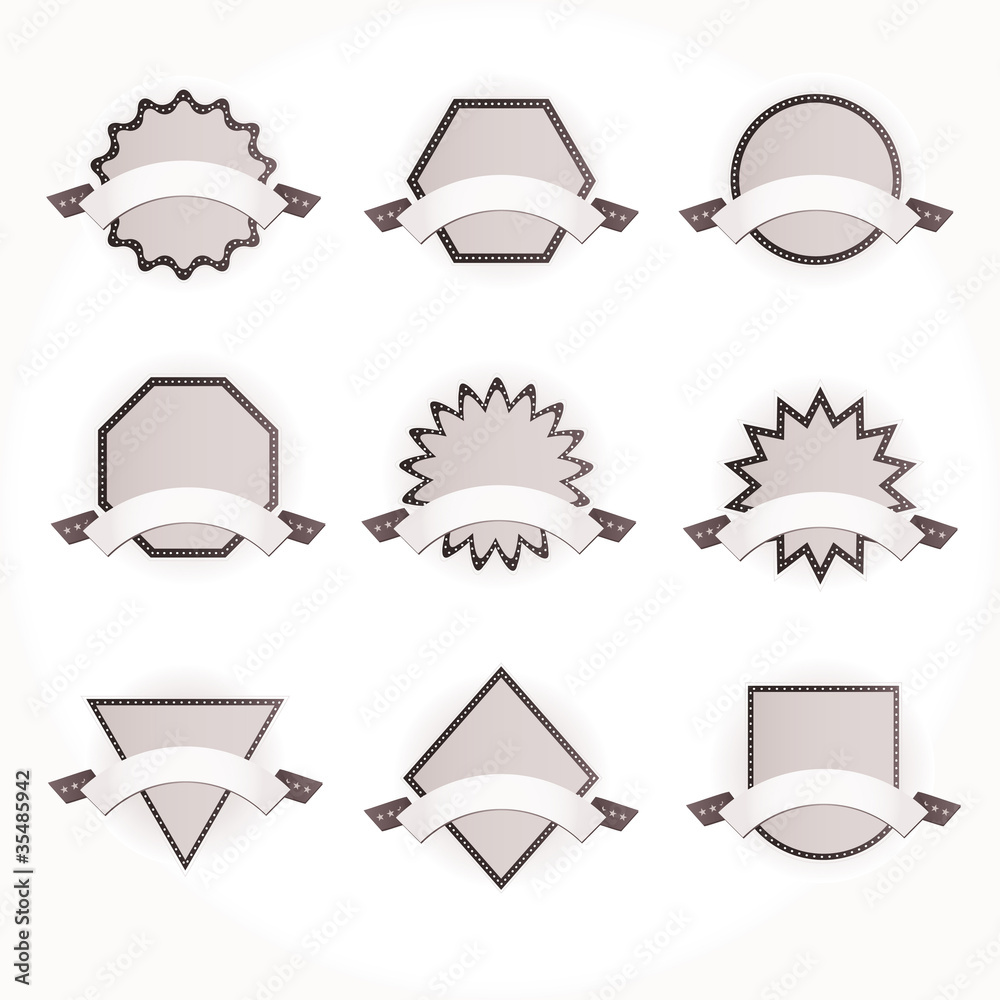 Set vector ribbon banner Labels with design for your text