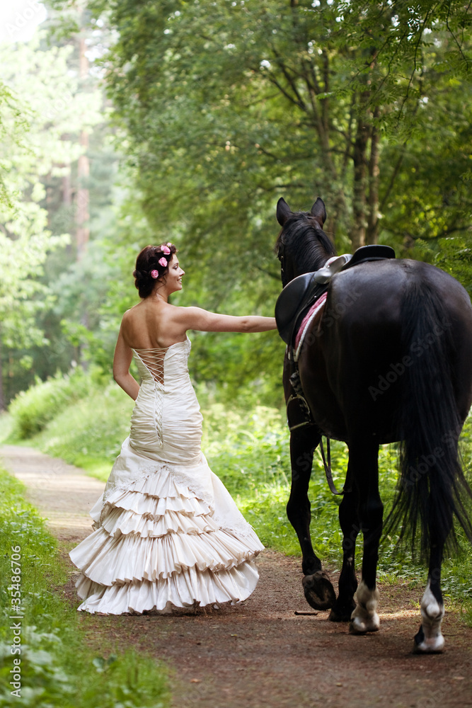 Fototapeta premium Woman and horse