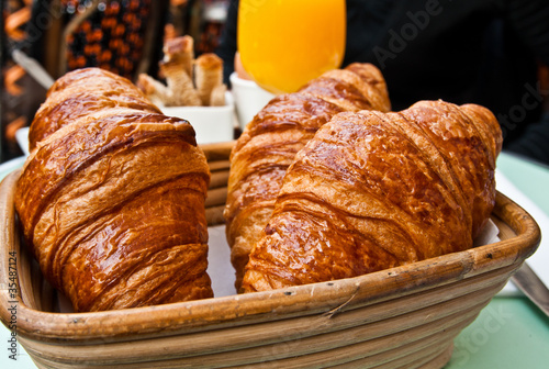 fresh croissan on table ,Delicious! photo