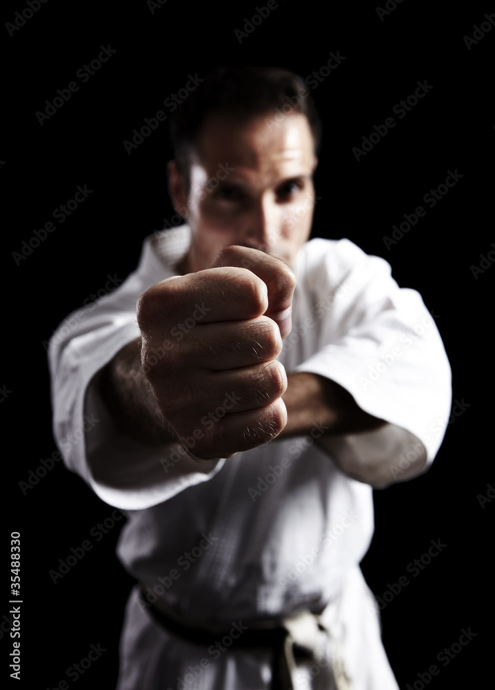 Karate, Faust Stoß vor schwarz