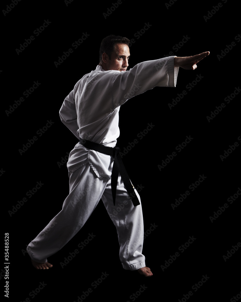 Taekwondo, Fingerspitzen Stoß, vor schwarz 2
