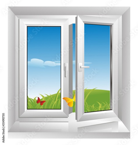 Foto white plastic window
