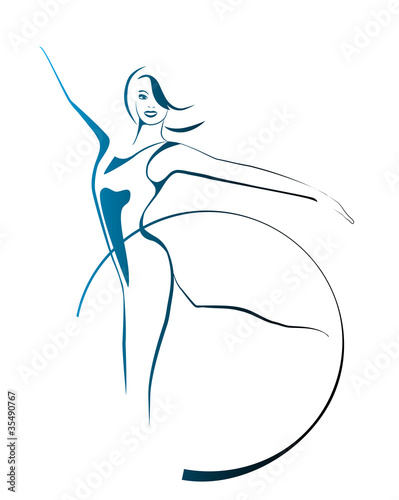 sketch of  girl with gymnastic hoop