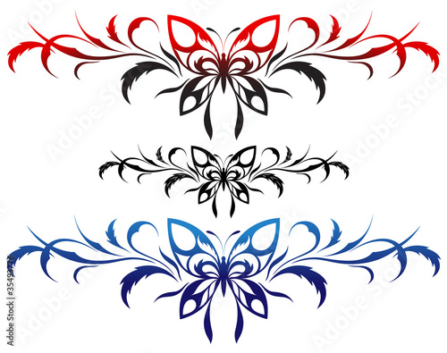 Butterflies with a flower pattern, tattoo