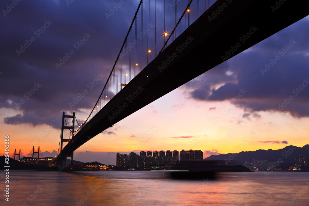 traffic highway bridge at night in hong kong traffic highway bridge at night in hong kong