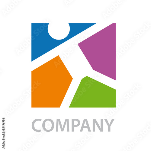 Logo happy child running # Vector