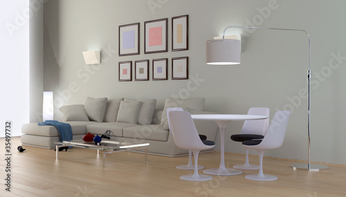 Interno con divano bianco © 3DarcaStudio