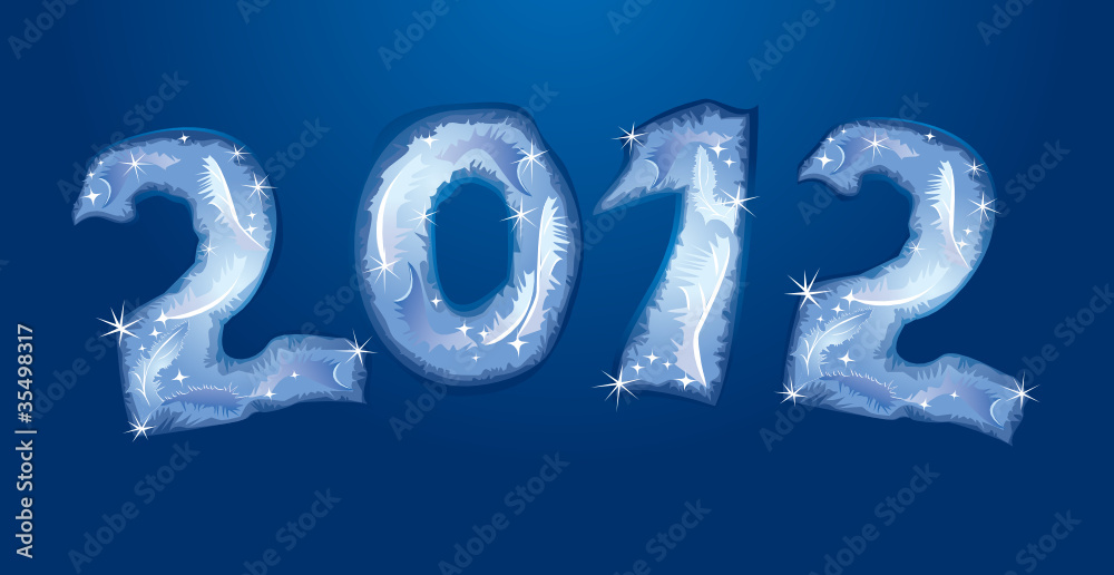 New Year banner - numerals are made by hoarfrost New Year banner - numerals are made by hoarfrost
