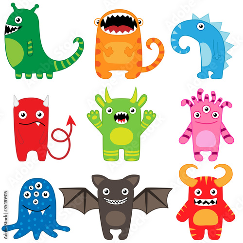 Set of different cute funny cartoon monsters #35499315