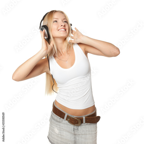 Φωτογραφία Beautiful dancing female in headphones