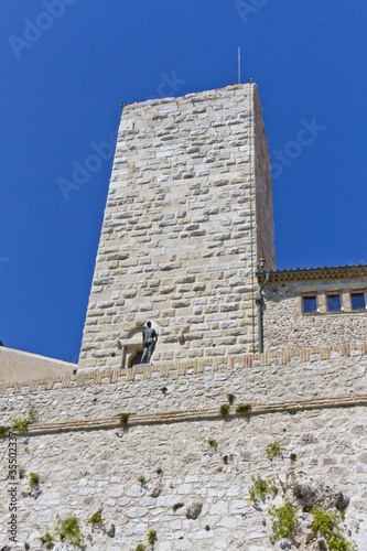 Tower with a bell in Antibes, cote d'azur, southern France