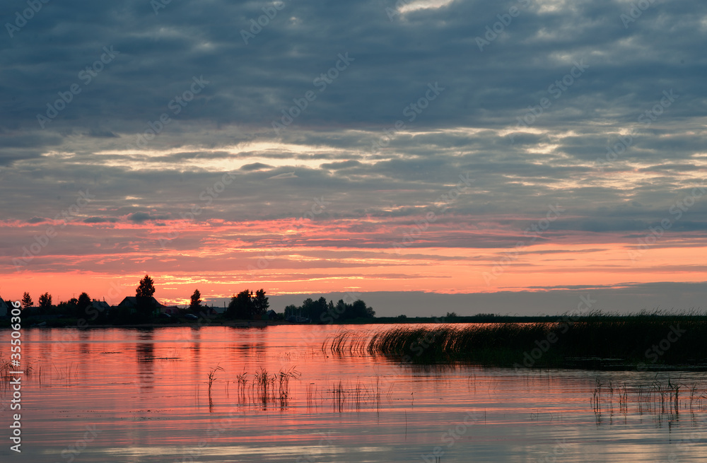 Sunset on the Volkhov River.