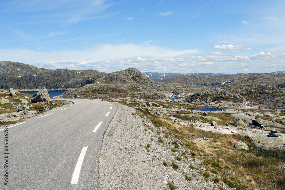 empty highland road at the norwegian mountains.