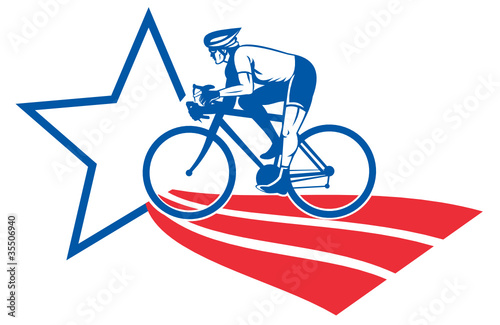 Cyclist riding racing bike