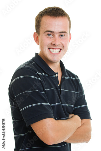 A successful man on a white background.