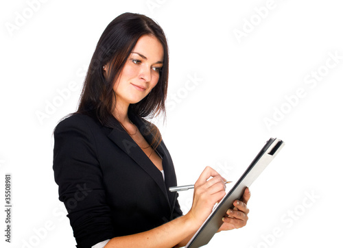 Business woman taking notes