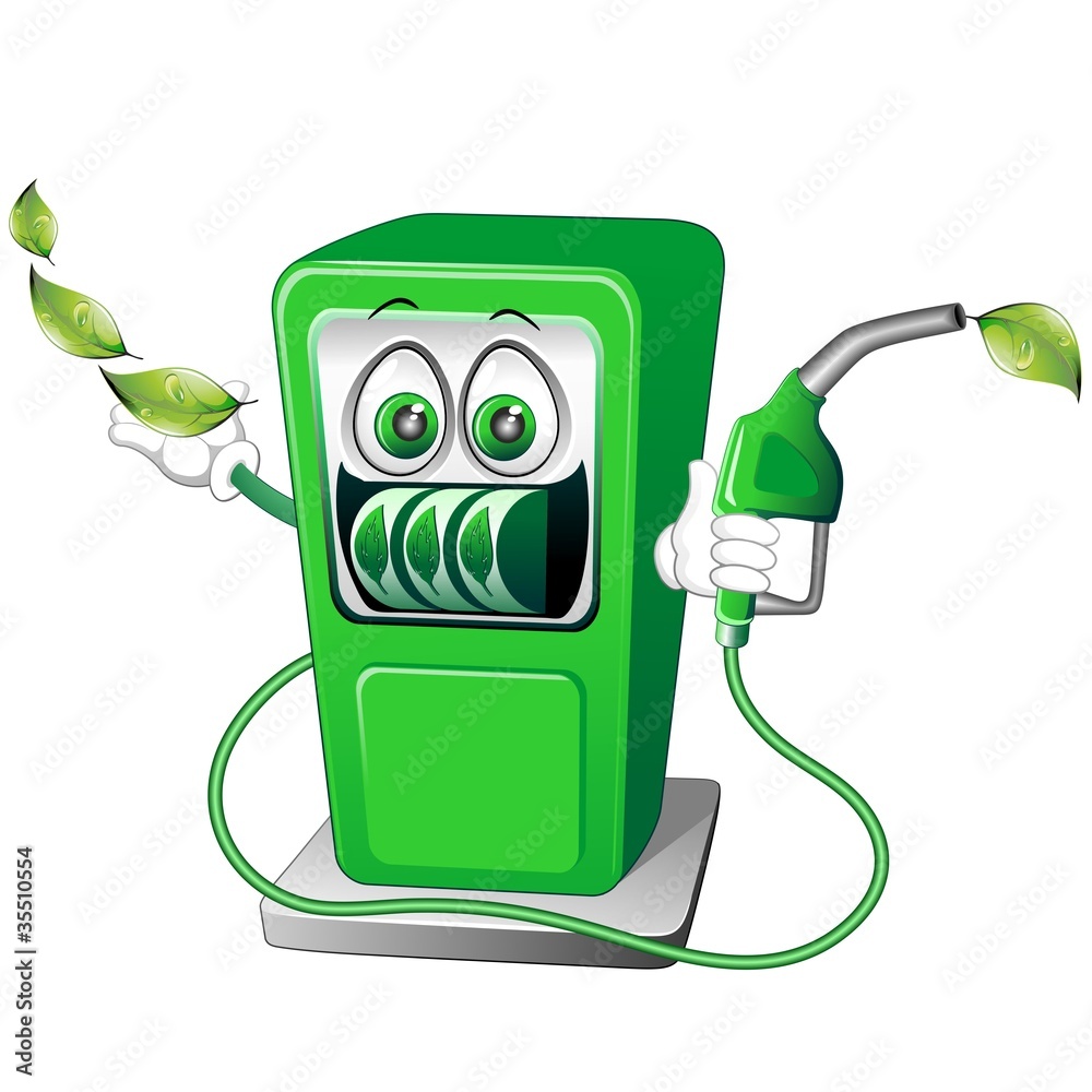 Benzina Verde Distributore Cartoon-Green Petrol-Vector