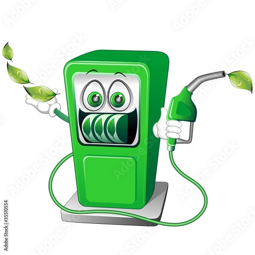 Benzina Verde Distributore Cartoon-Green Petrol-Vector