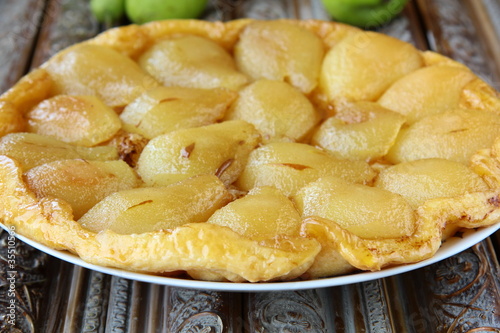 French traditional pie Tarte Tatin with pears photo