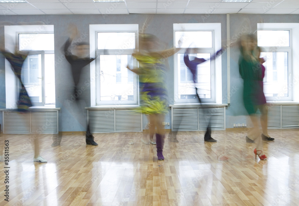 Group of Young People Training at a Dance Class Group of Young People Training at a Dance Class
