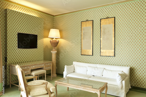 interior luxury apartment, comfortable suit, lounge